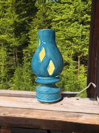 Handmade Ceramic Lamp - Teal with Decorative Cutouts
