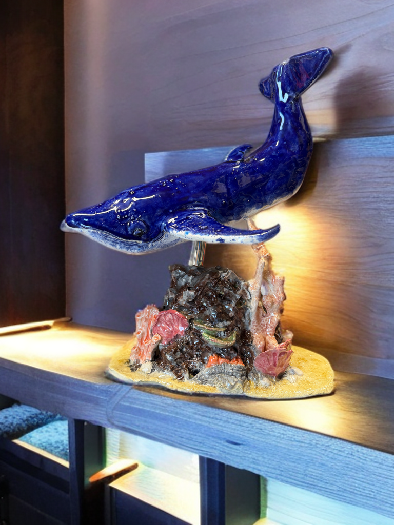 Handcrafted Ceramic Whale Sculpture