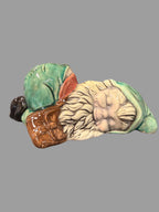 Ceramic Sleeping Gnome Figurine with Green Hat