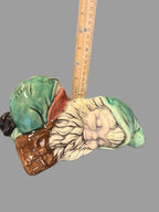 Ceramic Sleeping Gnome Figurine with Green Hat