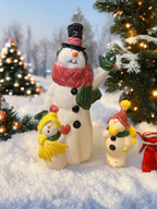 Ceramic Snowman Family Figurine Set - 2 Piece Holiday Decoration