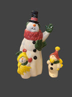 Ceramic Snowman Family Figurine Set - 2 Piece Holiday Decoration