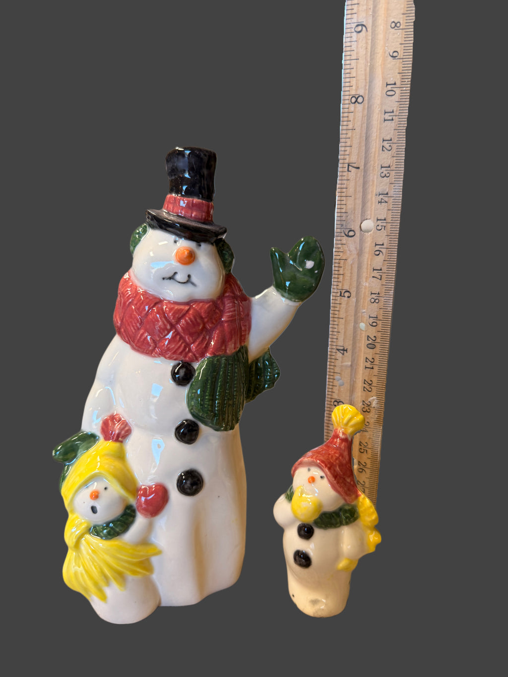 Ceramic Snowman Family Figurine Set - 2 Piece Holiday Decoration