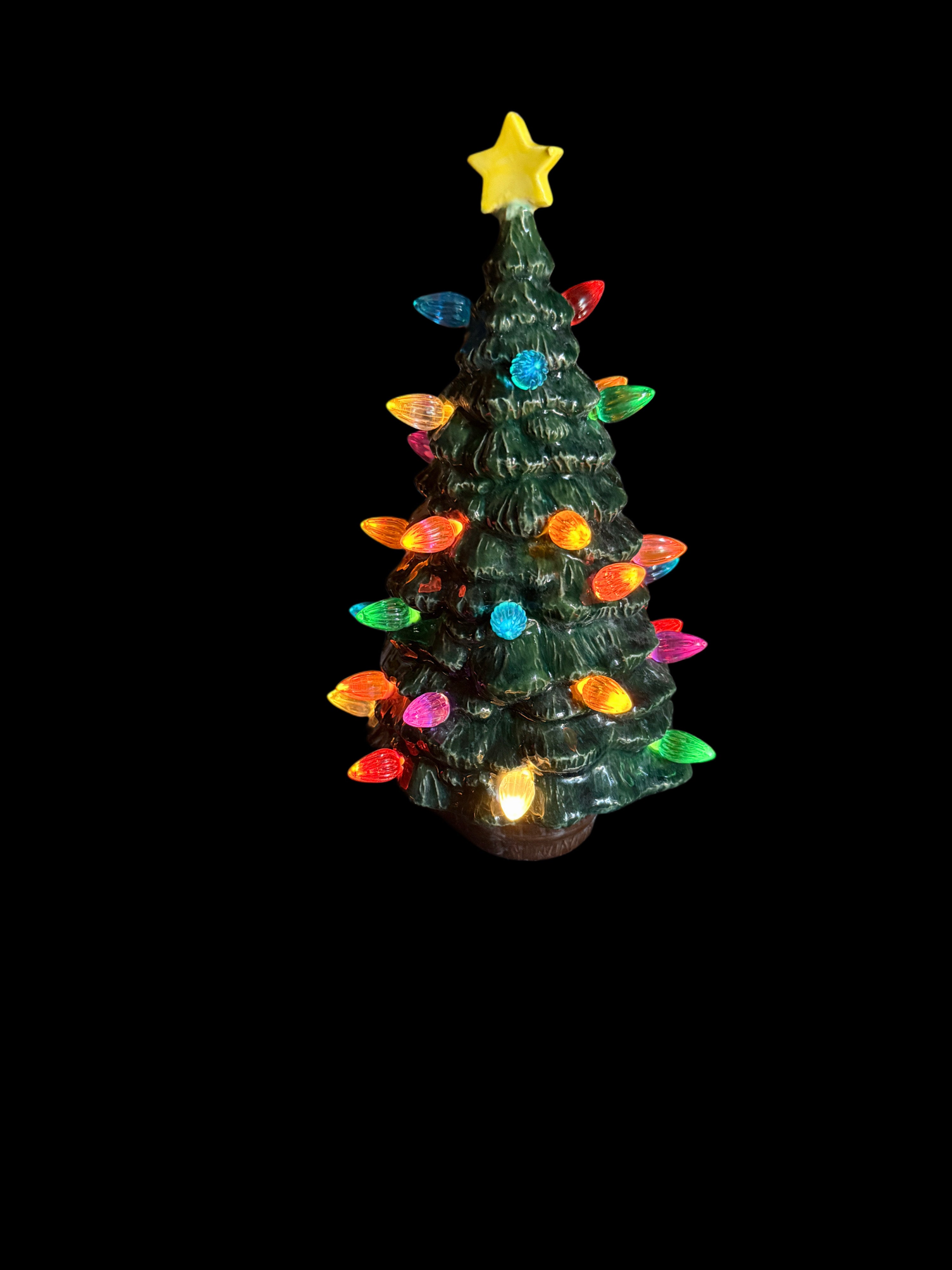 Vintage-Style Ceramic Christmas Tree with Lights