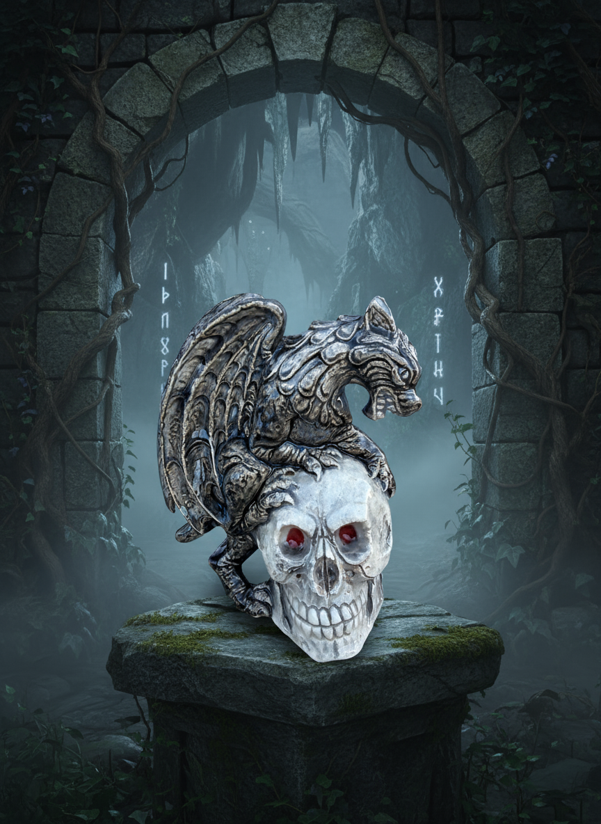 Gargoyle Clutching a Skull 2