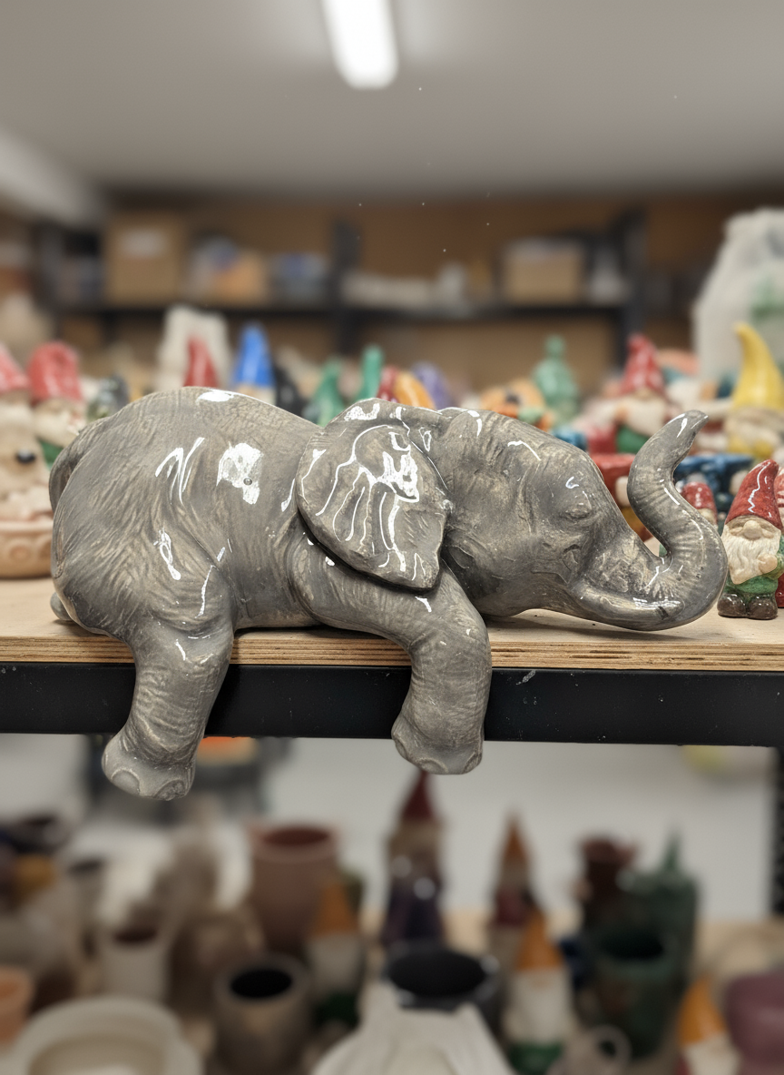 Ceramic Sleeping Elephant Shelf Sitter