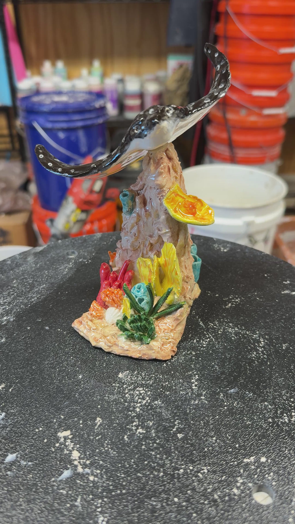 Handcrafted Ceramic Eagle Ray Sculpture